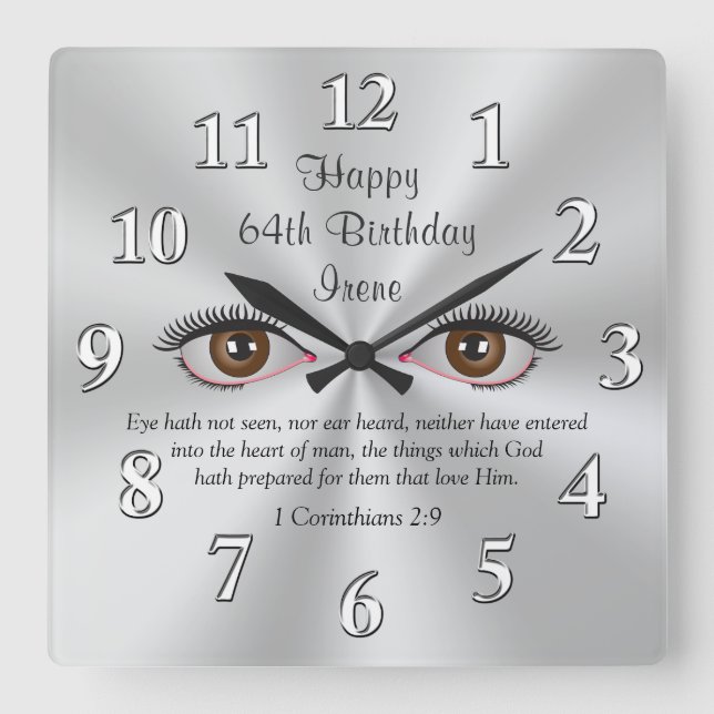 Relógio Quadrado O verso customizável da bíblia cronometra o olho (Frente)