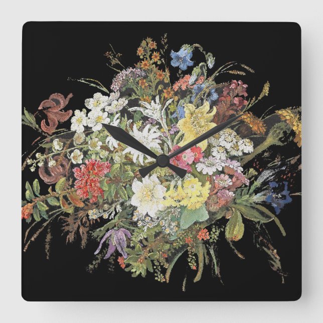 Relógio Quadrado O Wildflower alpino floresce o pulso de disparo de (Frente)