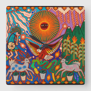 Relógio Quadrado Oaxaca México, México, México, Maia Tribal Art 