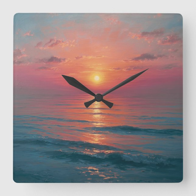 Relógio Quadrado Ocean Sunset (Frente)