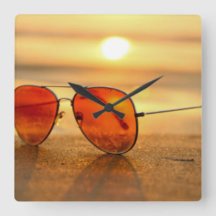 Relógio Quadrado óculos escuros e