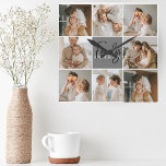Relógio Quadrado Oferta de Foto de Colagem da Família e Cinza Perso<br><div class="desc">Crie uma bela e personalizada colagem familiar com oito fotos, acompanhada de um nome de família personalizado em cinzas. Este dom único e pensativo é perfeito para comemorar momentos especiais e celebrar o amor e o vínculo dentro de uma família. A colagem apresenta oito fotos cuidadosamente selecionadas que você pode...</div>