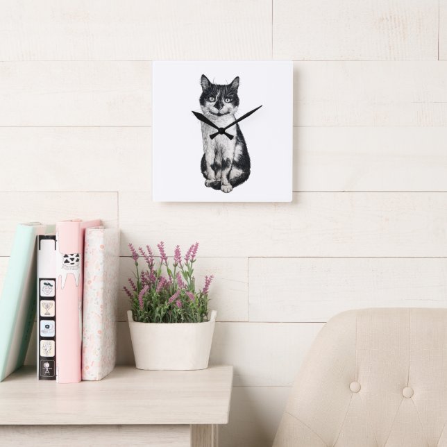Relógio Quadrado Ogie, o gato (Sala de leitura)