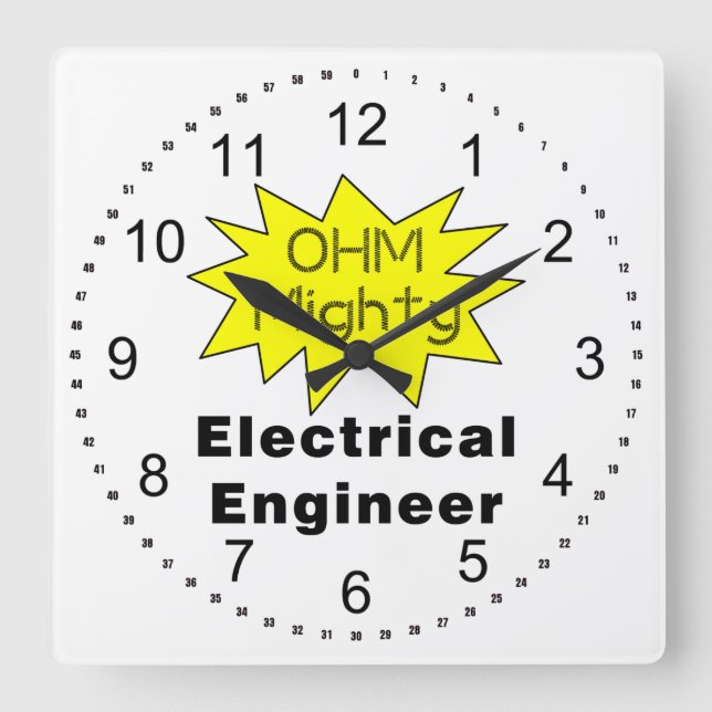 Relógio Quadrado Ohm poderoso Engenheiro elétrico (Frente)