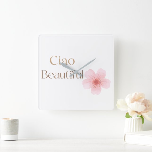 Relógio Quadrado Olá Belo Presente Floral Elegante (Lar)