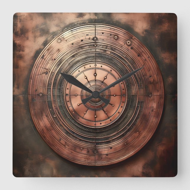Relógio Quadrado old dirty copper round object (Frente)
