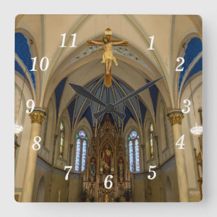 Relógio Quadrado Olhando a Rua Peter Altar Wall Clock