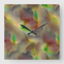 Relógio Quadrado Olho de vidro em vermelho e verde limão em tons de