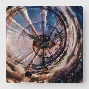 Relógio Quadrado Olhos de Deus e espiral do tempo