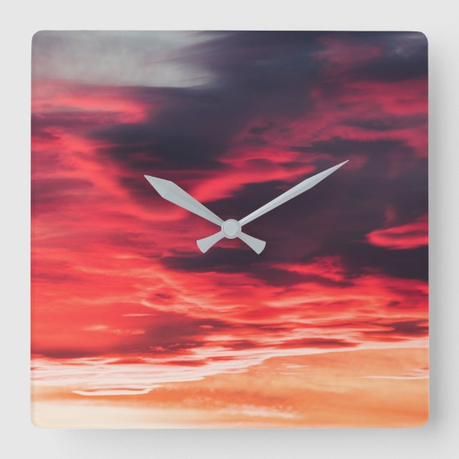 Relógio Quadrado onda felina (Frente)