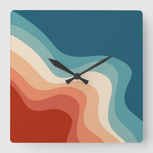 Relógio Quadrado Ondas de estilo retrô (Frente)