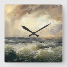 Relógio Quadrado Ondas de Tempestade Oceânica