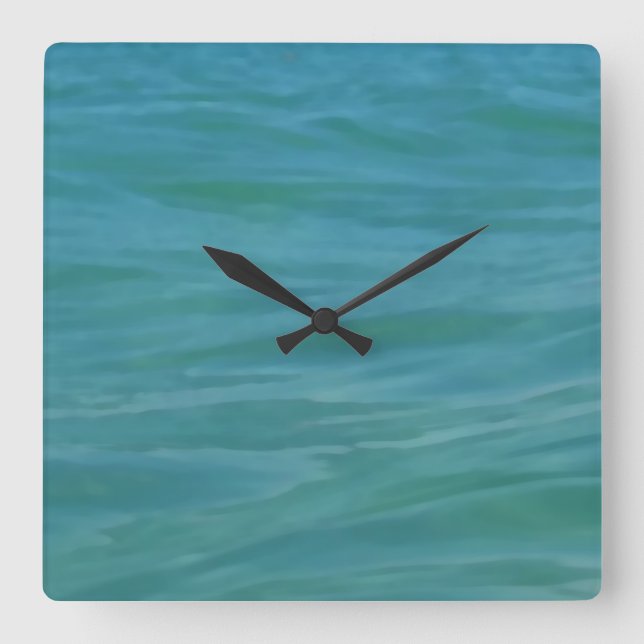Relógio Quadrado Ondas tropicais de água-marinha do verde azul do (Frente)