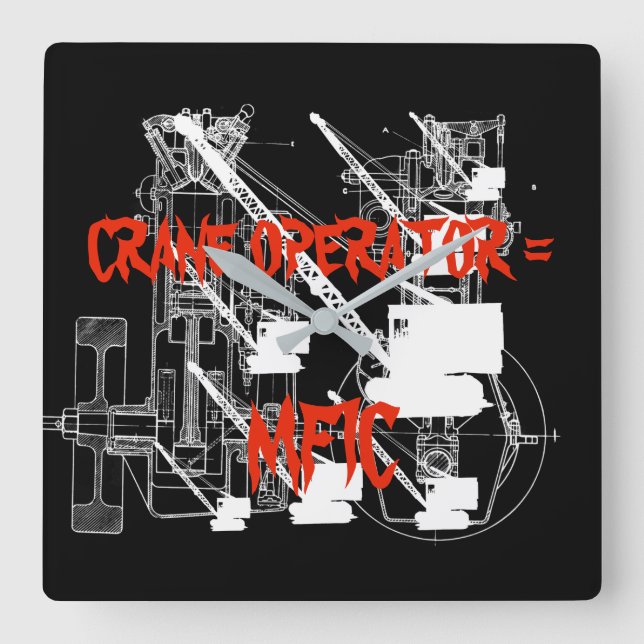 Relógio Quadrado Operador de grua = MFIC VINTAGE CRAWLER CRANE bran (Frente)
