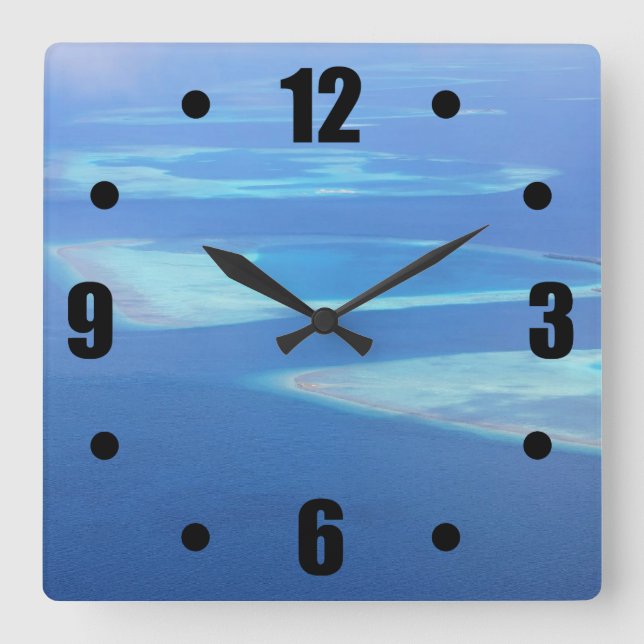 Relógio Quadrado Opinião aérea do oceano exótico das ilhas de (Frente)