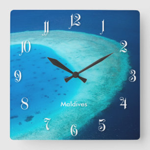 Relógio Quadrado Opinião aérea o atol de Maldives
