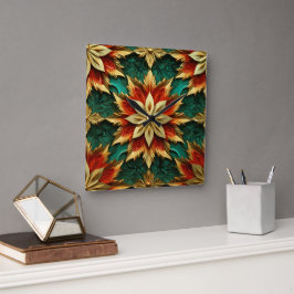 Relógio Quadrado Opulência de Yuletide: Segmentos de Ouro do Natal