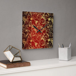 Relógio Quadrado Opulência de Yuletide: Segmentos de Ouro do Natal