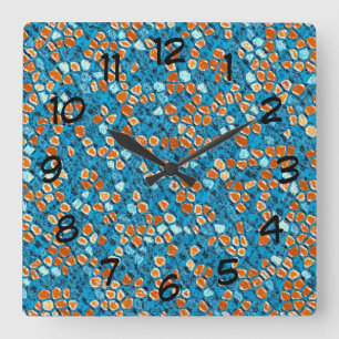 Relógio Quadrado Orange and Blue Abstract Pattern