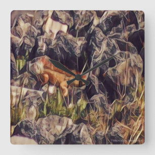 Relógio Quadrado Orange Guana Art