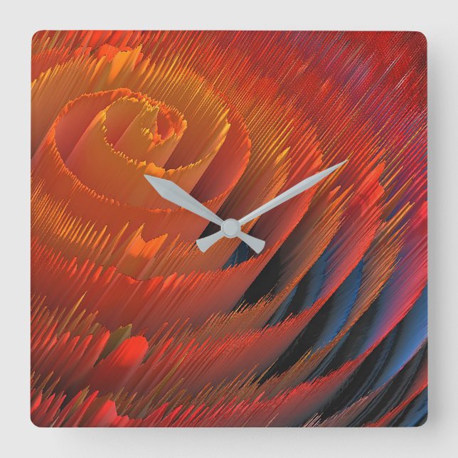 Relógio Quadrado Orange Vortex Sci-Fi (Frente)