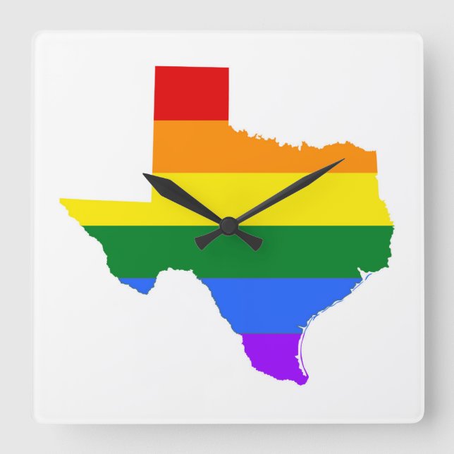 Relógio Quadrado Orgulho gay| Texas Rainbow (Frente)