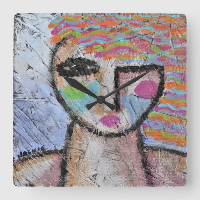 Relógio Quadrado Original Abstract Art Large Clock (Frente)