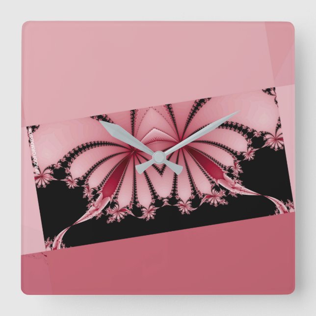 Relógio Quadrado Orquídea do Jardim Fractal (Frente)