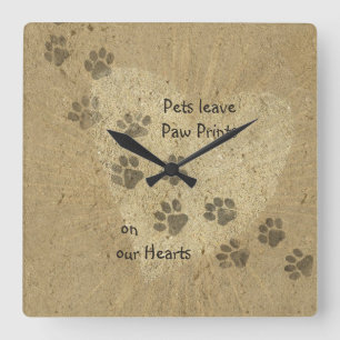 Relógio Quadrado Os animais deixam as impressões de pata no nosso 
