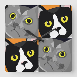 Relógio Quadrado Os gatos de George & de Lucas abstraem o pulso de