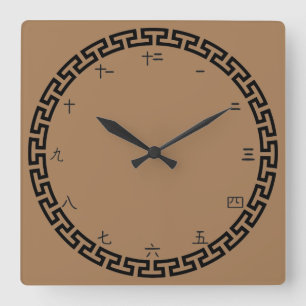 Relógio Quadrado Os números chineses estão na face