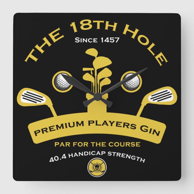 Relógio Quadrado Os presentes de golfe do 18º Golfe Engraçados (Frente)
