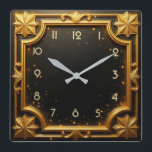 Relógio Quadrado Ouro Art Deco<br><div class="desc">design de relógio do excelente. Você vai adorar como os outros. Esteja livre para usar este design para outro produto que você quiser ou para personalizar e adicionar seu texto. Siga-me para mais. Obrigado. Tenha um bom dia.</div>