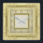 Relógio Quadrado Ouro Art Deco<br><div class="desc">design excelente. Você vai adorar como os outros. Esteja livre para usar este design para outro produto ou para adicionar seu texto. Obrigado. Siga-me para mais. Tenha um bom dia.</div>