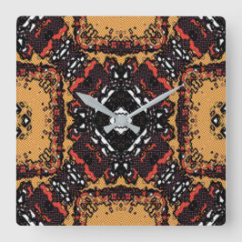 Relógio Quadrado Ouro Clássico de Tonalidade da Terra Provoca Padrõ