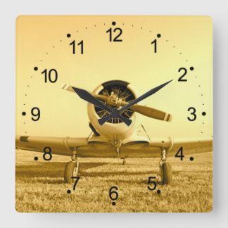 Relógio Quadrado Ouro de avião Amarelo-Propulsor Quadrado Wa