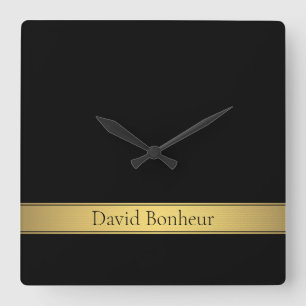 Relógio Quadrado Ouro sofisticado & preto do falso da apresentaçã