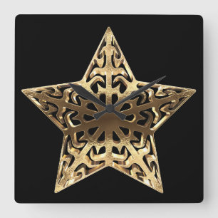 Relógio Quadrado Ouro Star Black e Dourado look Elegante