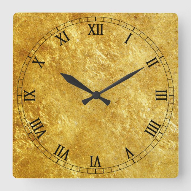Relógio Quadrado Ouro Textured (Frente)