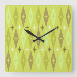 Relógio Quadrado Ouros Atômicos de 1950 Estrelas Chartreuse