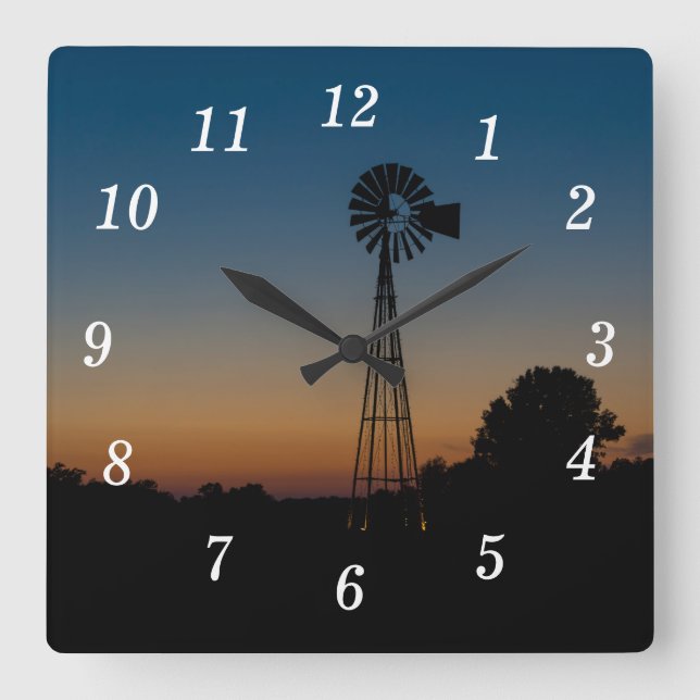 Relógio Quadrado Ozark Windmill Sunset Wall Clock (Frente)