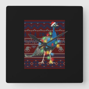 Relógio Quadrado Pacock Christmas Lights Ugly Sweater Goat Lover