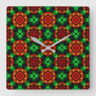 Relógio Quadrado Padrão Abstrato Floral Moderno Boho Elegante #504