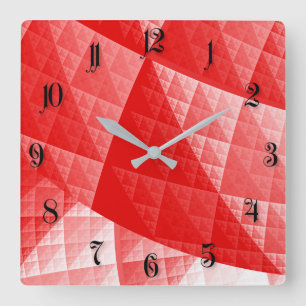 Relógio Quadrado Padrão abstrato vermelho