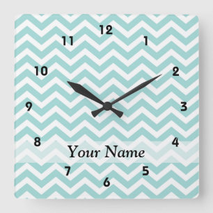 Relógio Quadrado Padrão aqua chevron