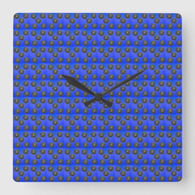 Relógio Quadrado Padrão Azul de Bolsa, (Frente)