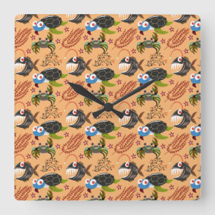 Relógio Quadrado Padrão de animais aquáticos   vida submarina do 