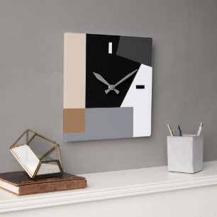 Relógio Quadrado Padrão de Arte Abstrata de Blocos Minimalistas Mod