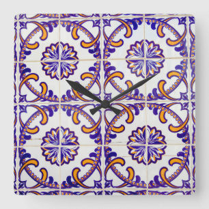 Relógio Quadrado Padrão de azulejos close-up, Portugal