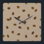 Relógio Quadrado Padrão De Bean De Café<br><div class="desc">Isso é personalizável.</div>